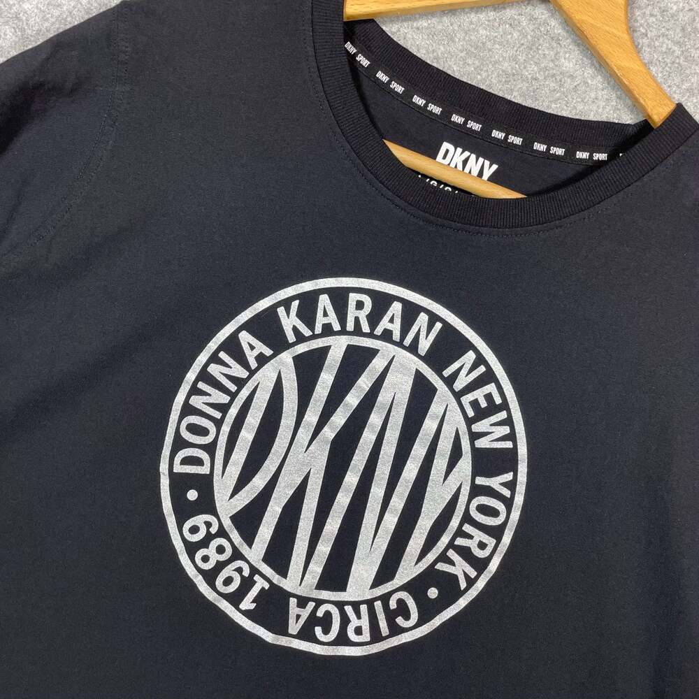 DKNY Sport Women's L Black Crew‎ Neck Logo Print T-Shirt